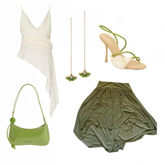 Chic Olive Women's High-Low Skirt - Picture 2 of 4